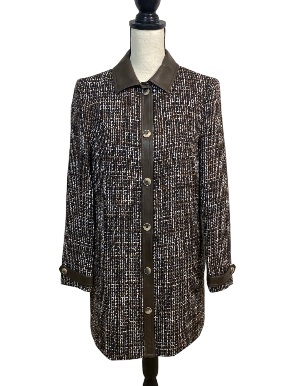 J. McLaughlin Brown Tweed Malin Jacket Coat S